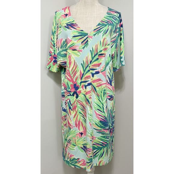 Lilly Pulitzer Dresses & Skirts - Lilly Pulitzer Island Time Lindley Caftan Shift Dress Green Pink Size Small S